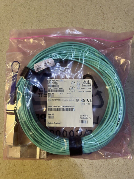 Mellanox Active Fiber Cable, VPI, up to 100Gb/s, QSFP, 30m - 98.43 MFA1A00 NEW