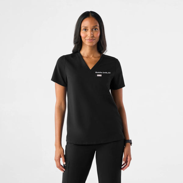 Figs Black Catarina Scrub Top Women Size Small One Pocket