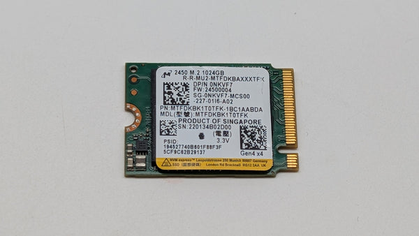 Micron 2450 1TB NVMe PCIe Gen 4x4 2230 MTFDKBK1T0TFK