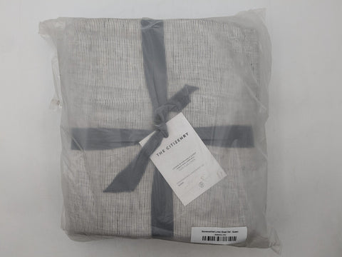 The Citizenry Stonewashed Linen Sheet Set Queen - Graphite thin stripe