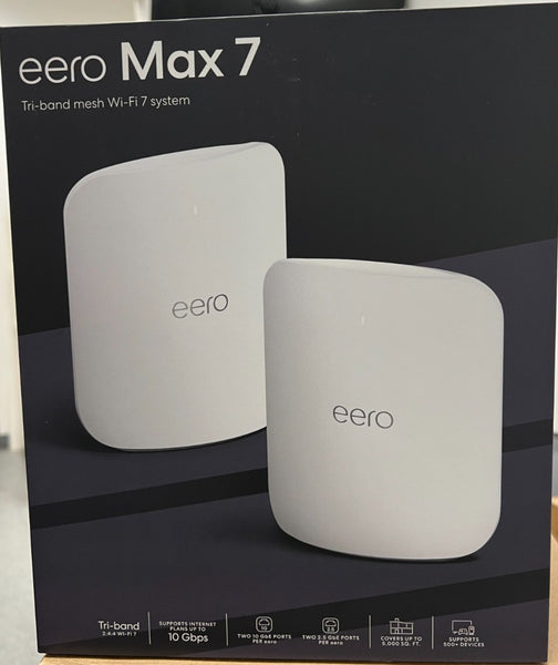 Eero Max 7 Tri-Band Mesh Wi-Fi 7 Router - 10 Gbps Ethernet (2 Pack)