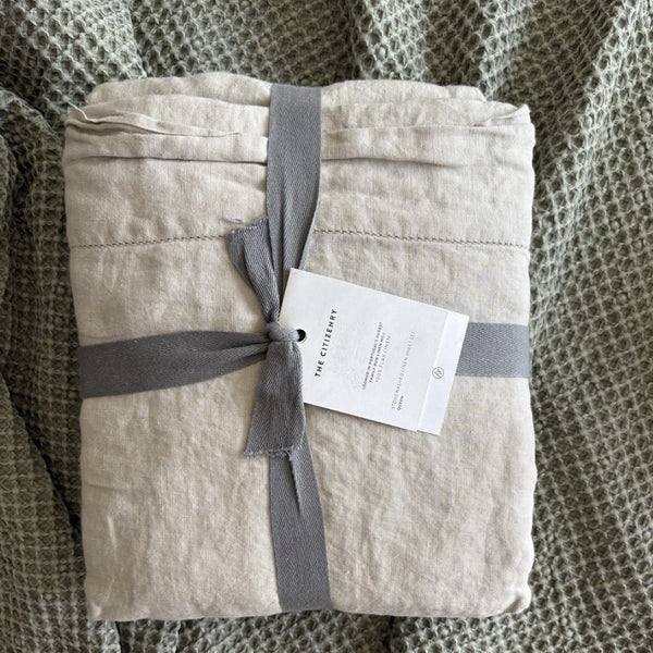 🆕 The Citizen Stonewash Linen Sheet Set Queen Solid Sand (4 Pieces)