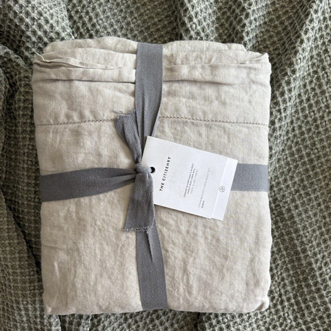 🆕 The Citizen Stonewash Linen Sheet Set Queen Solid Sand (4 Pieces)