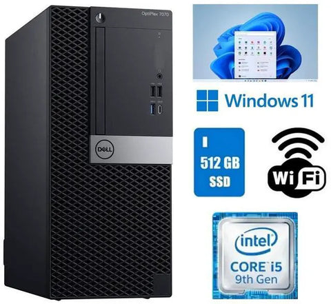 Dell OptiPlex 7070 MT Desktop Core i5 16GB RAM 512GB SSD W11 Pro i5-9500