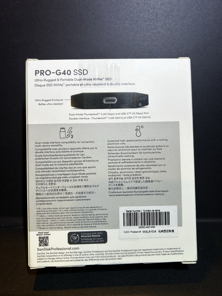 SanDisk PRO-G40 2TB NVMe Portable External SSD