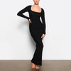 Skims Soft Lounge Long Sleeve Dress Onyx SIZE M
