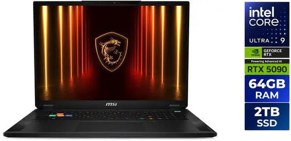 MSI Stealth 18 in GeForce RTX 5090 GPU Core Ultra 9 275HX 64GB RAM 2TB SSD W11