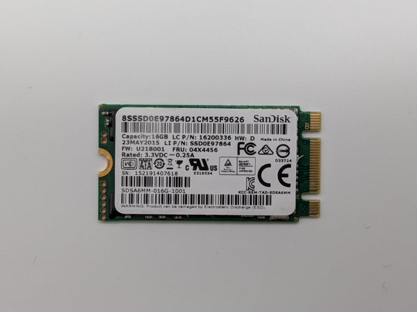 SanDisk SSD U110 16GB M.2 SATA III 2242 SSD - Tested GOOD
