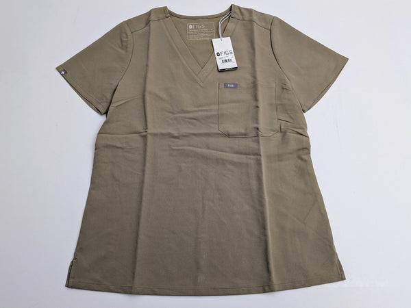 Figs Catarina Scrub Top Women's Size S Brown Short Sleeve One Pocket