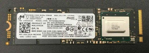 Micron 2300 Solid State Drive 256GB PCIE 3.0 NVMe 2280 Gen3 00C2G4 mtfdhba256tdv