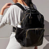 Lo & Sons Rowledge Backpack | Black Exterior / Gold Hardware / Grey Interior