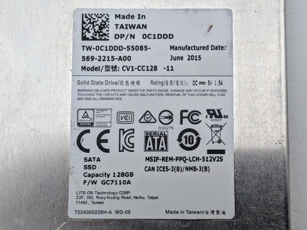 DELL LITE-ON 128GB OEM SATA Solid State Drive SSD CV1-CC128 0C1DDD
