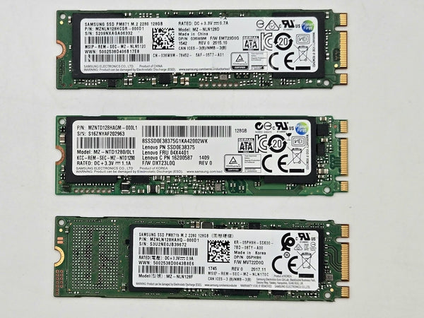 LOT OF 12 Assorted Brands 128GB SATA M.2 2280 SSD