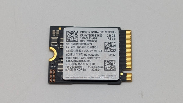 Samsung 256GB NVMe M.2 PCle SSD Gen 3x4 PM991a Dell P/N: VT6KM