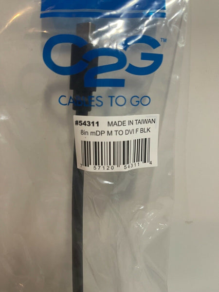 Cables to Go C2G #54131 8in DP M to DVI F