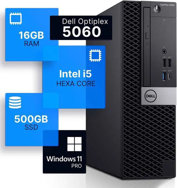 Dell Optiplex 5060 Desktop Intel i5-8500 3.2 16GB RAM 500GB SSD Solid State