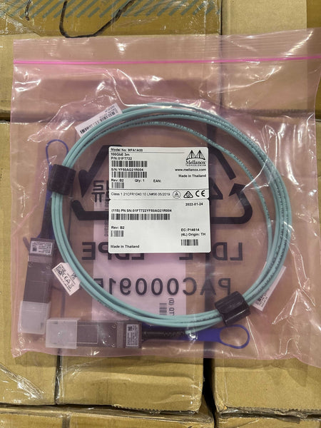 NEW MFA1A00 100GbE 3M Mellanox 01FT722 QSFP, LSZH IB EDR Active Fiber Cable