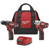 Milwaukee M12 3/8in Drill & 1/4in Hex Impact Driver Combo, #2494-22