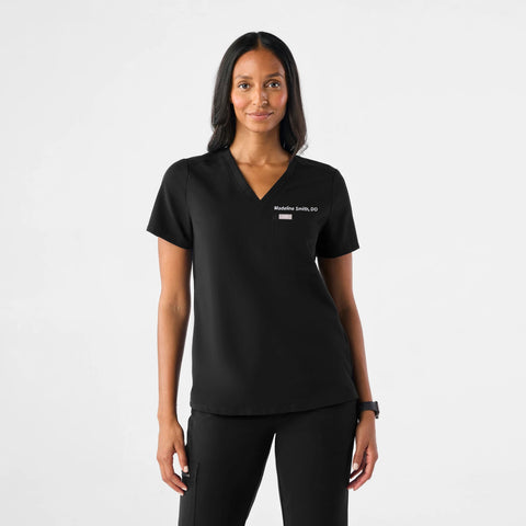 Figs Black Catarina Scrub Top Women Size Medium One Pocket