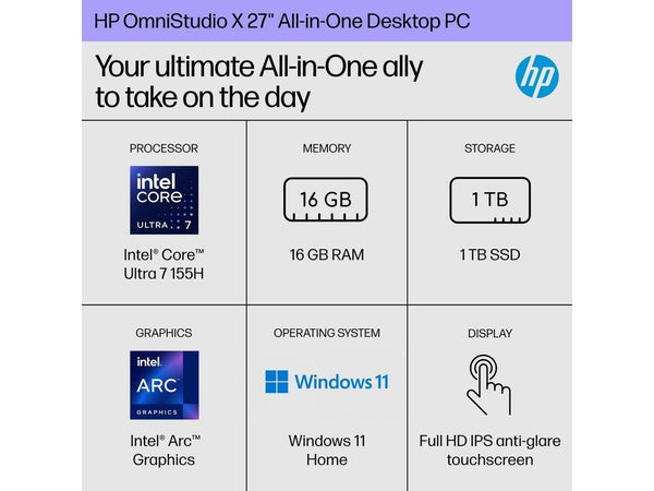 HP OmniStudio X Intel Ultra 7 Series 1 Intel Arc 16GB 1TB SSD 27