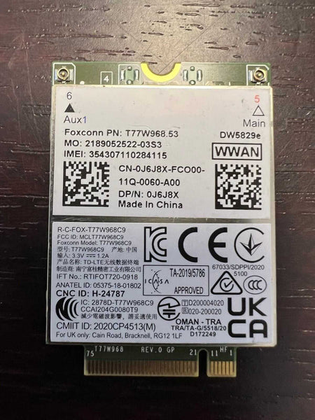 J6J8X Dell Latitude 54-5424 7424 Snapdragon X20 4G LTE Wireless Card DW582e AB