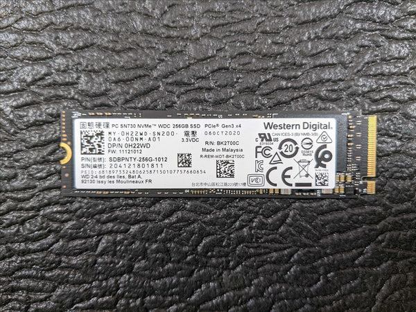 256GB WD SN730 NVMe PCIe M.2 SSD Solid State Drive SDBQNTY-256G Dell 0H22WD