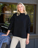 Frank & Eileen Effie Long-Sleeve Funnel Neck Triple Fleece Capelet S Small Black