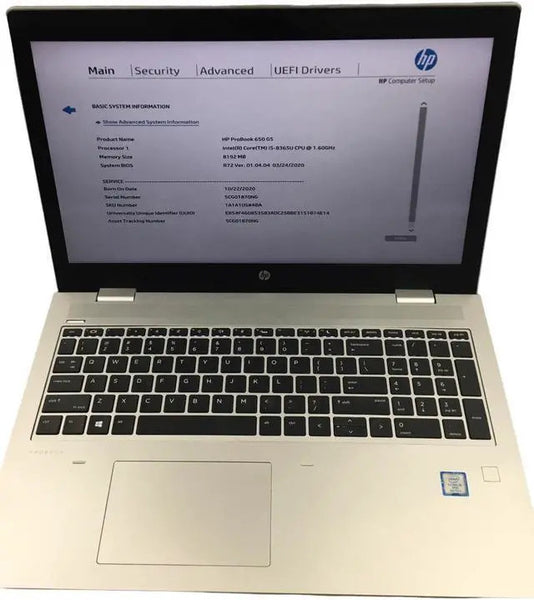 HP ProBook 650 G5 I5-8365U 8GB RAM 256GB SSD NVMe W11 Pro