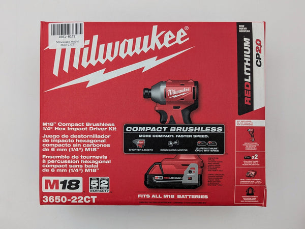 Milwaukee Tool 3650-22Ct M18 Compact Brushless 1/4