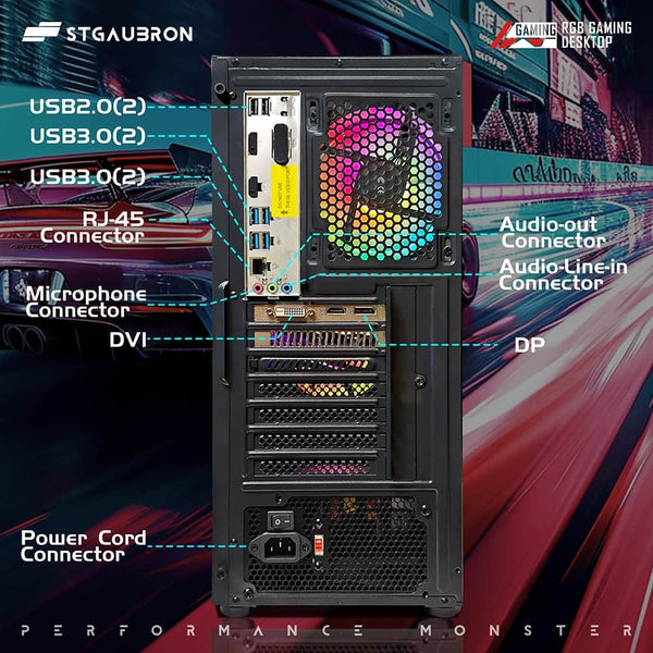 STGAubron Gaming PC,  Intel i5-9400F 4.1GHz, 16G RAM, 1T SSD, Radeon RX 580 16G