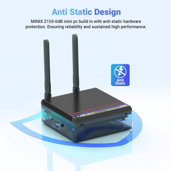 MINIX Z150-0dB Fanless Mini PC with 8GB DDR4/256GB M.2 PCle 3.0 x 4 NVMe SSD, Po