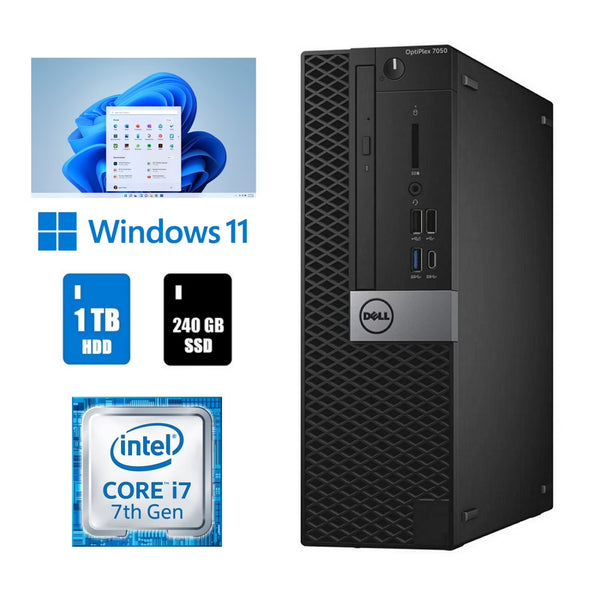 Dell Restored Dell OptiPlex 7050 Core i7 Desktop 16GB RAM 1TB HDD 240GB SSD
