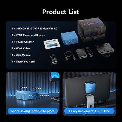 Geekom IT12 Mini PC, 12th Gen Intel i7-1280P Minis, 32GB DDR4 RAMu0026 1TB PCIe