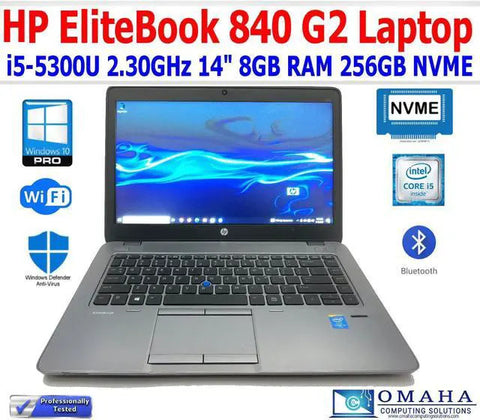 HP ELITEBOOK 840 G2 i5-5300U 8GB RAM 256GB NVMe WIN10 PRO / 14.0in