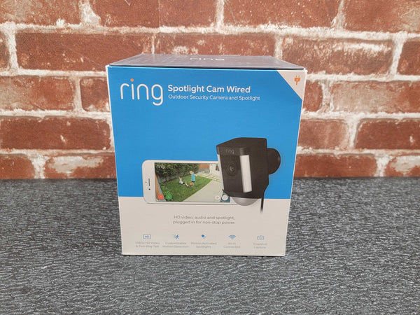 BRAND NEW! Ring Spotlight Cam Security Camera (Black, WIRED) - 1 Year Warranty!