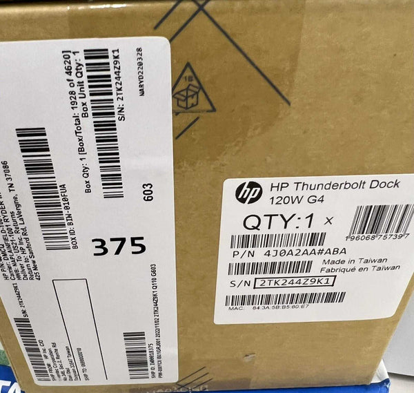 HP Thunderbolt Dock 120W G4 Docking Station - Black (4J0A2AA#ABA) - NEW IN BOX