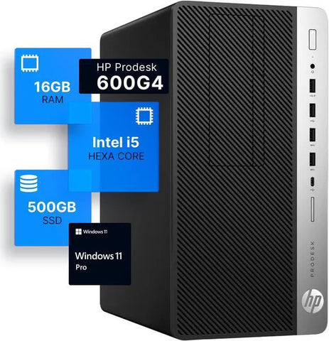 HP ProDesk 600G4 Tower Desktop Intel i5-8500 3.4 16GB RAM 500GB SSD Solid