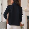 Frank & Eileen Patrick Popover Henley Top Womens Sz M Heritage Jersey Navy Blue