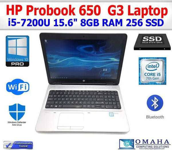 HP ELITEBOOK 650 G3 i5-7300U 8GB RAM 256GB SSD WIN 10 PRO CAM EXTRAS Silver