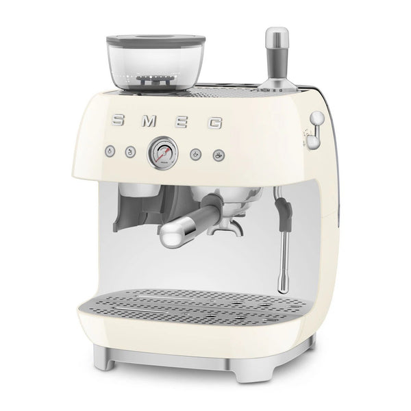 SMEG 50's Retro Style Semi-Automatic Espresso Coffee Machine with Grinder CREAM