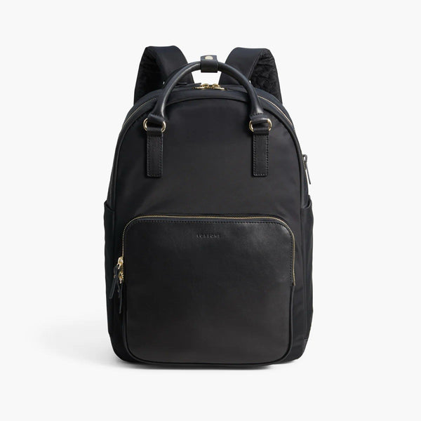 Lo & Sons Rowledge Backpack | Black Exterior / Gold Hardware / Grey Interior