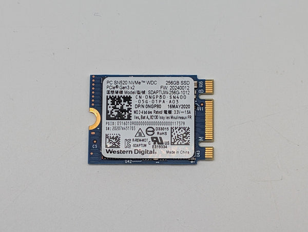 Western Digital PC SN520 256GB PCIe 3.0 NVMe 2230