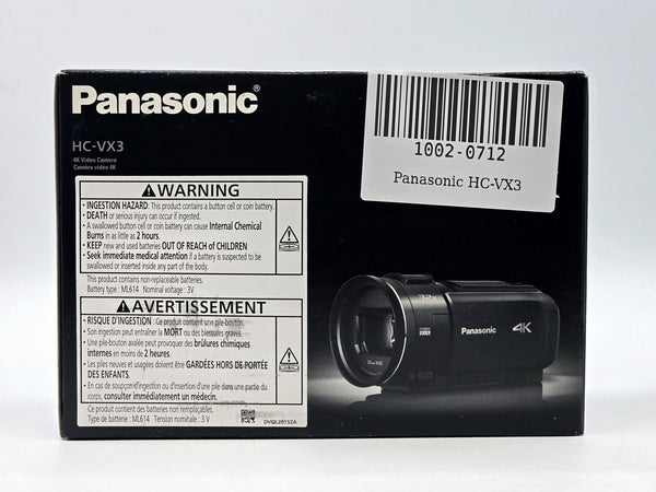 NEW Panasonic HC-VX3 UHD 4K Camcorder with 24x Zoom - 32x Intelligent Zoom