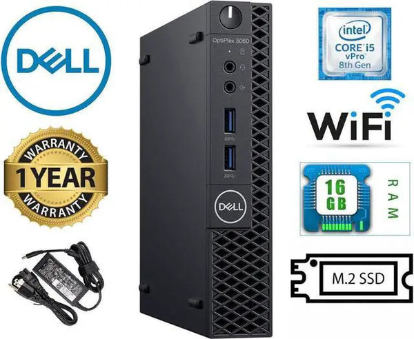 Dell Optiplex 3060 Micro Form Factor Desktop Intel 6 Core i5 8500T 2.1Ghz 16GB