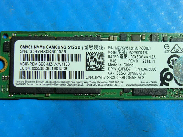 Dell 7530 Samsung 512GB NVMe M.2 SSD MZ-VKW512D MZVKW512HMJP-000D1 0JPM37